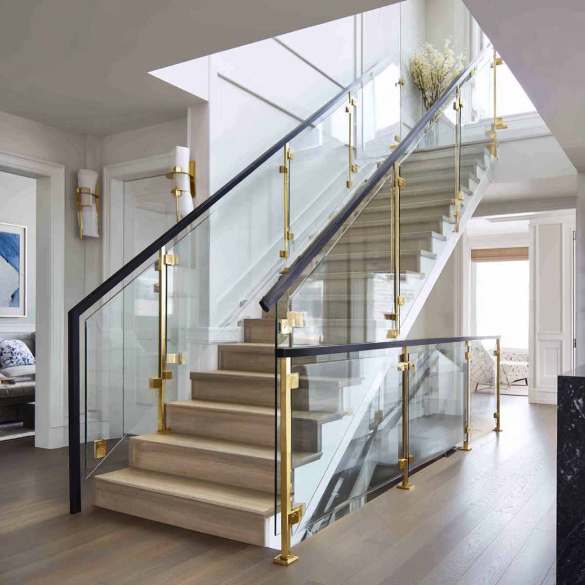 Glass Railing with Brass Accents