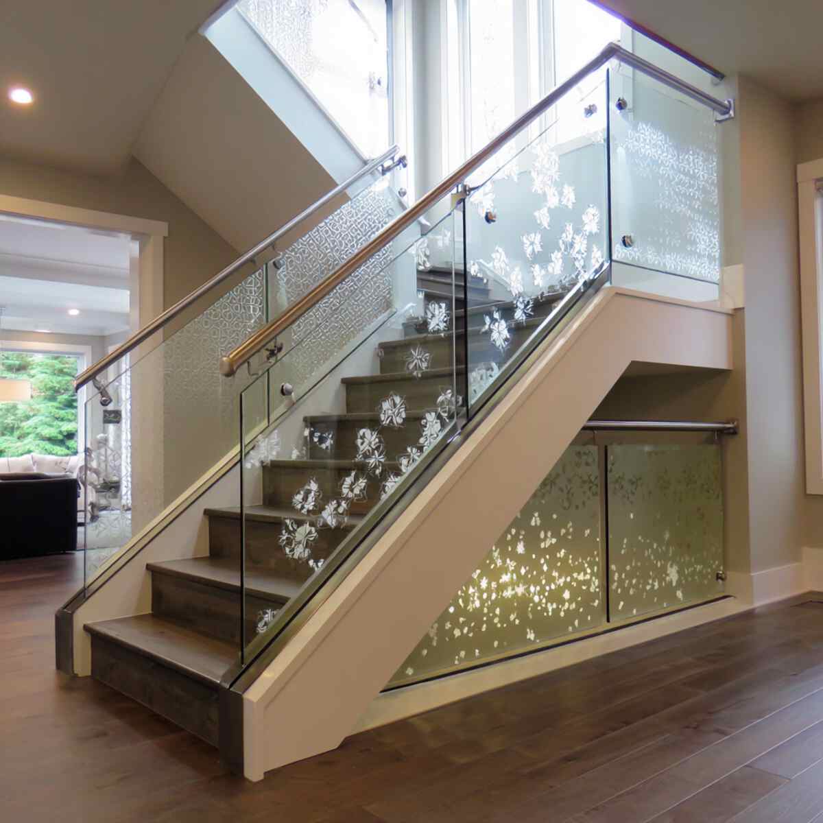 Glass Railing with Patterned Inserts