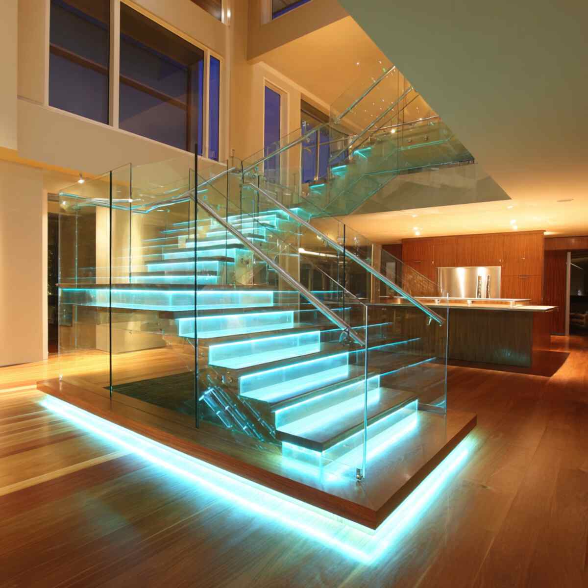 Illuminated Glass Railing with LED Lights