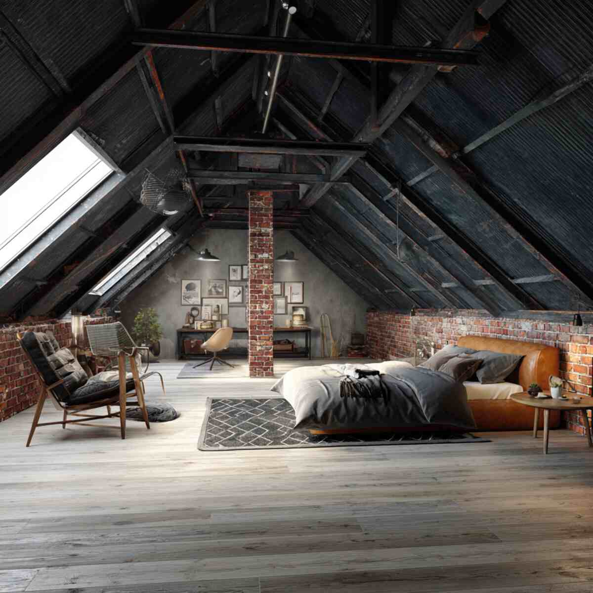 Industrial-Style Attic Loft