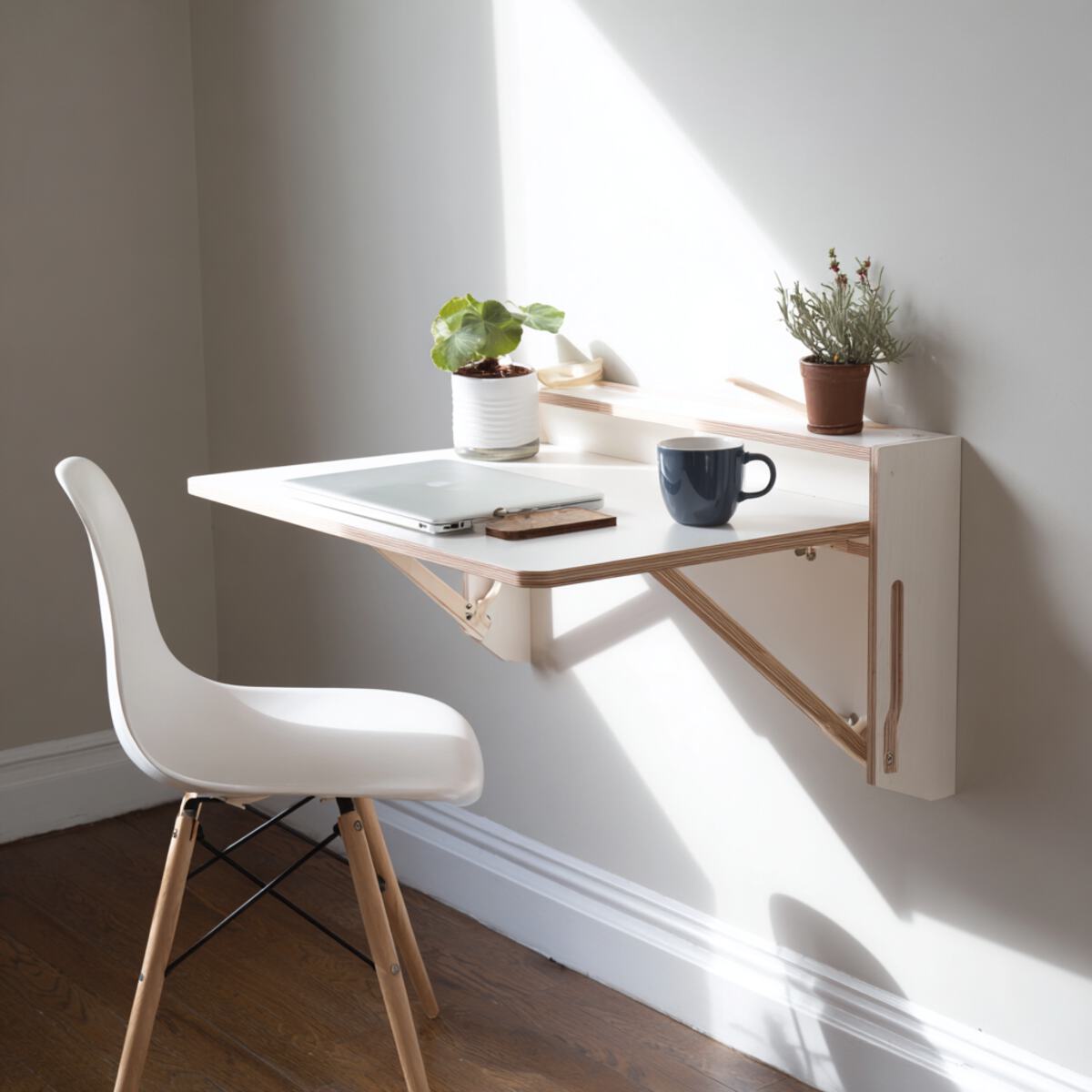 Minimalist White Wall-Mounted Desk
