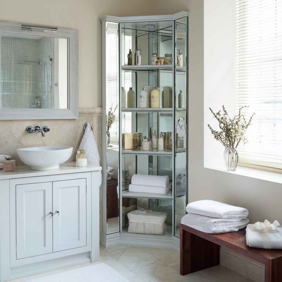 Mirrored Corner Cabinet