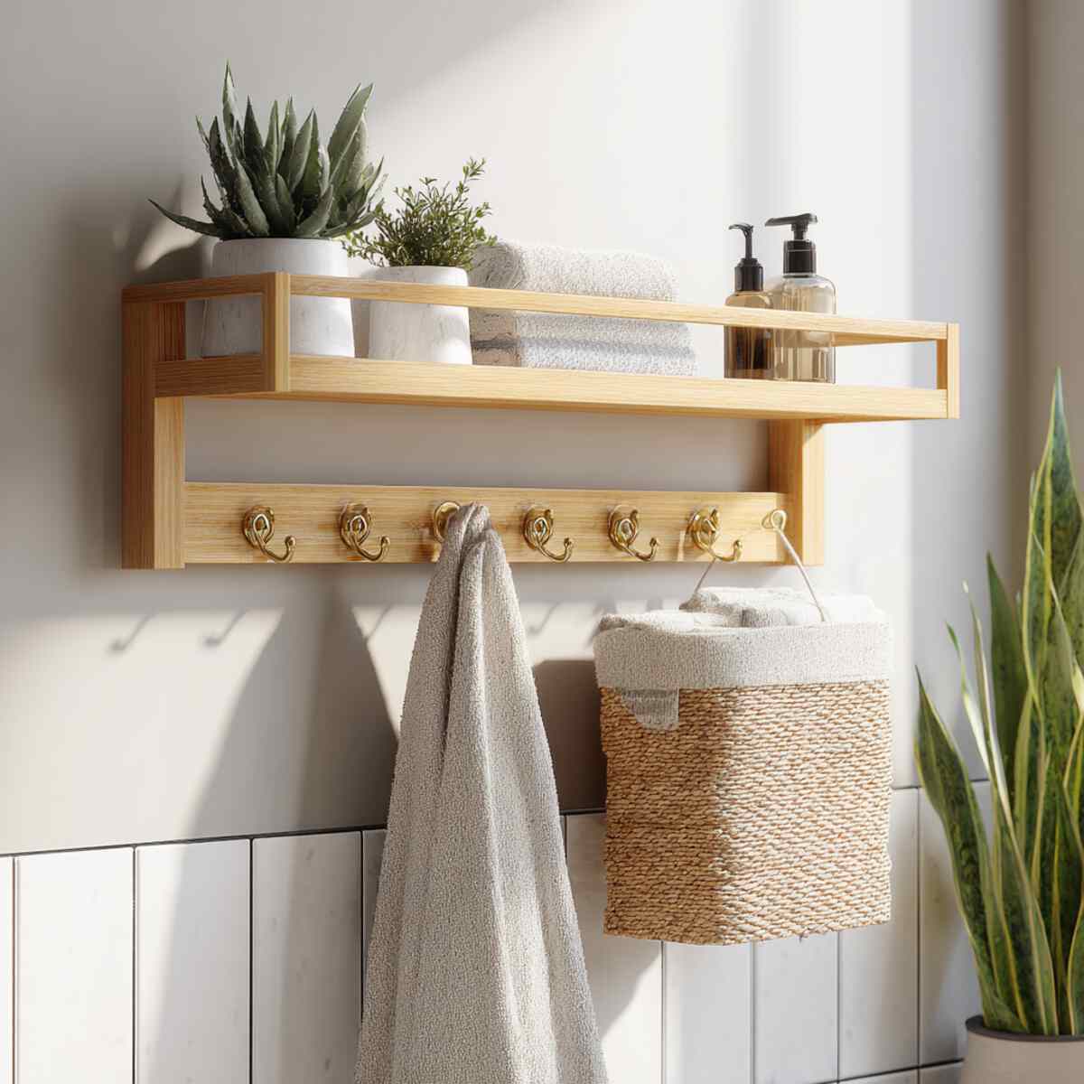Multi-Tiered Wall Hook Shelf Combo