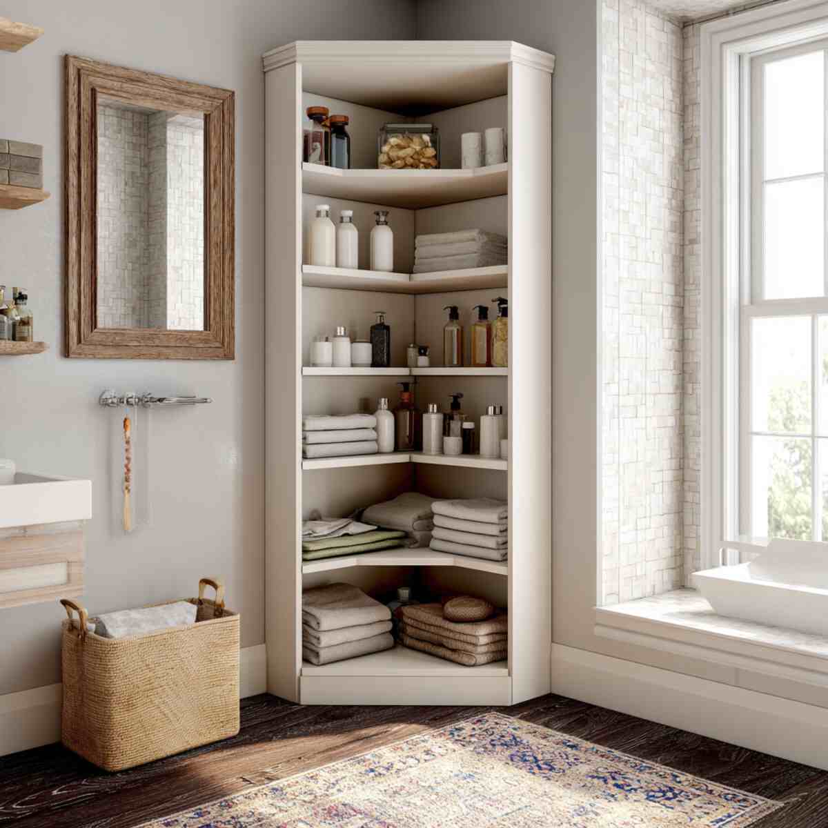 Open Shelving Corner Cabinet