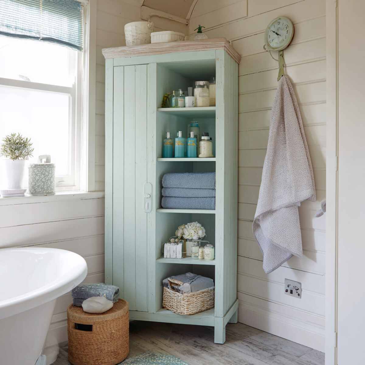 Painted Pastel Corner Cabinet
