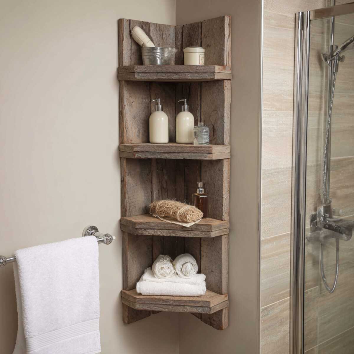 Pallet Wood Corner Shelves