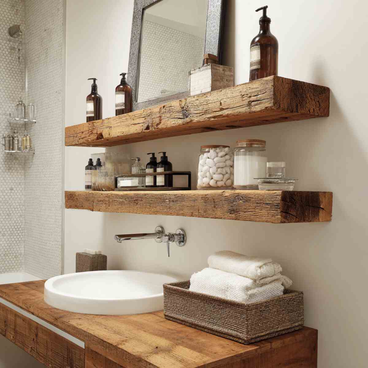 Reclaimed Wood Floating Shelves