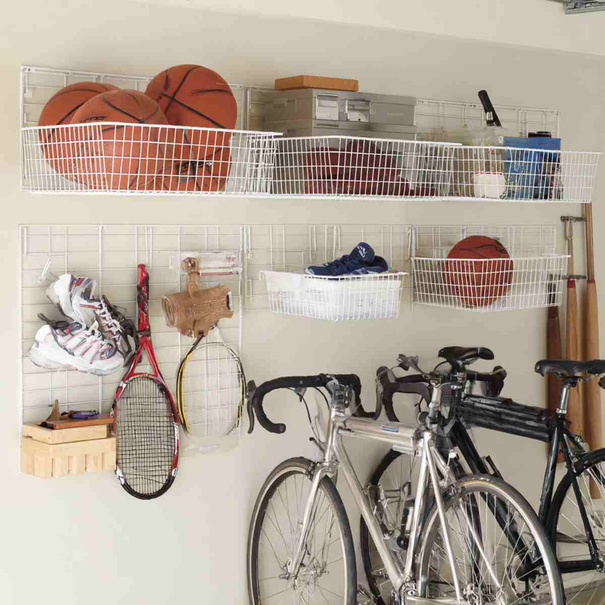 Wire Baskets Mounted on Walls