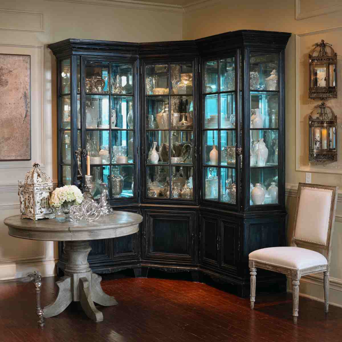 Glass Front Corner Hutch