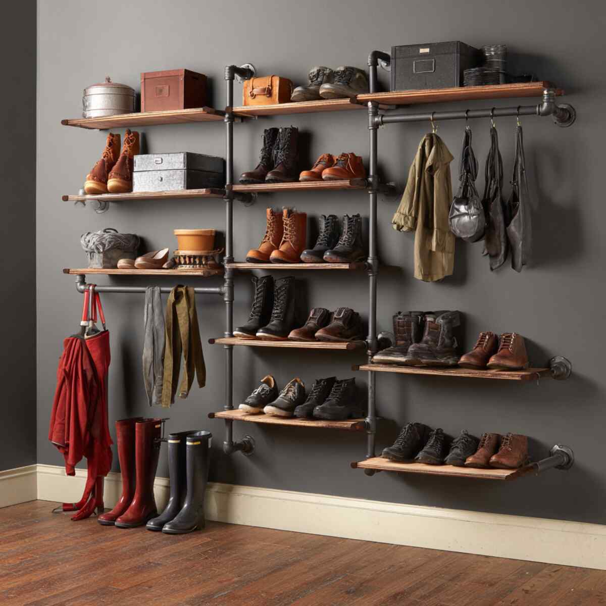Industrial Pipe and Wood Shelving