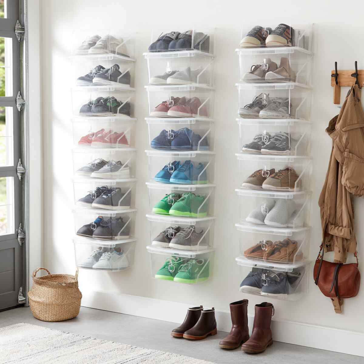 Wall-Hung Plastic Bins for Shoes