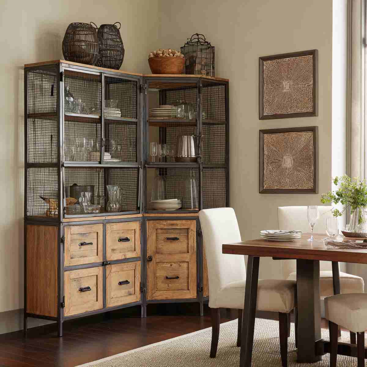 Industrial Metal and Wood Hutch