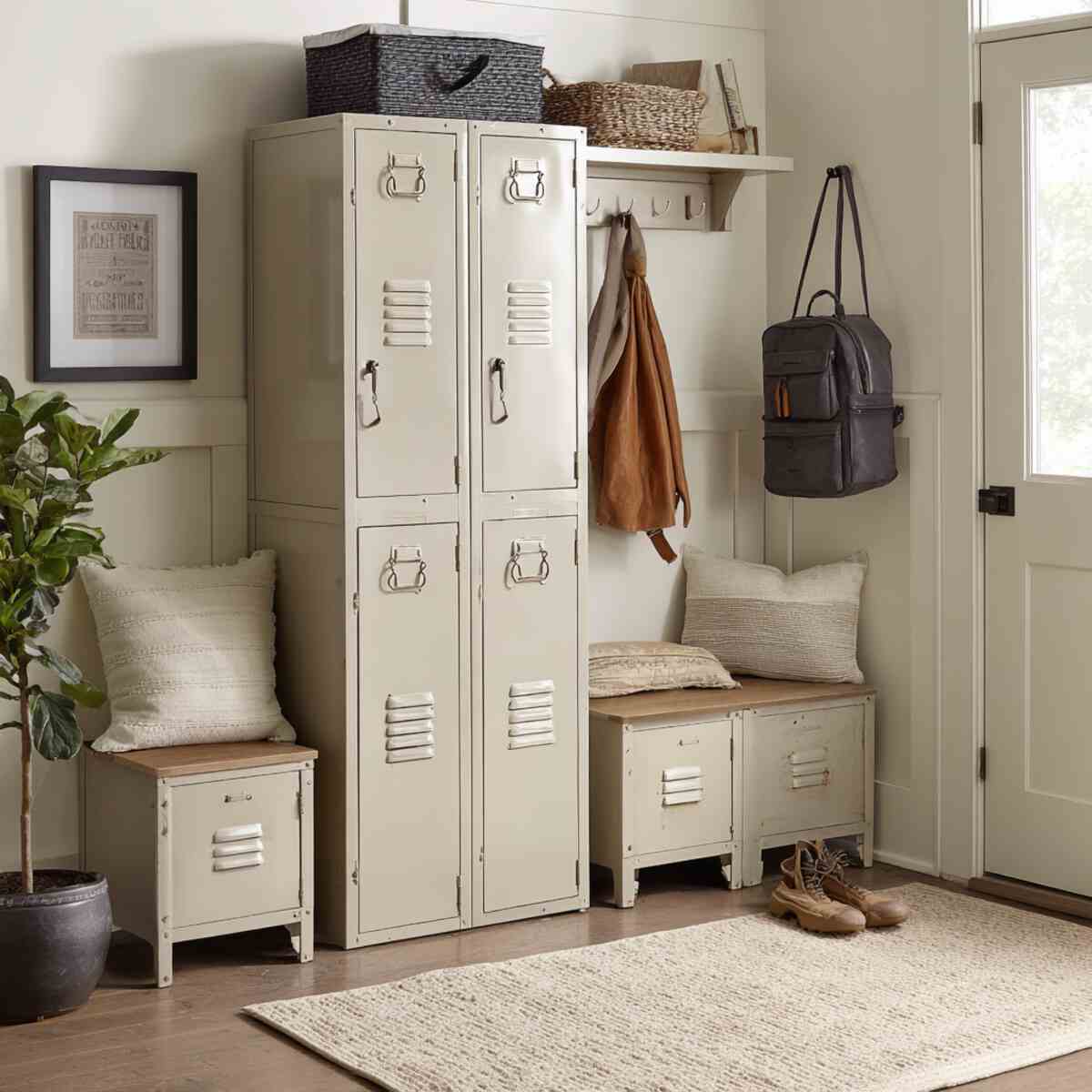 Metal Locker-Style Entryway Cabinets