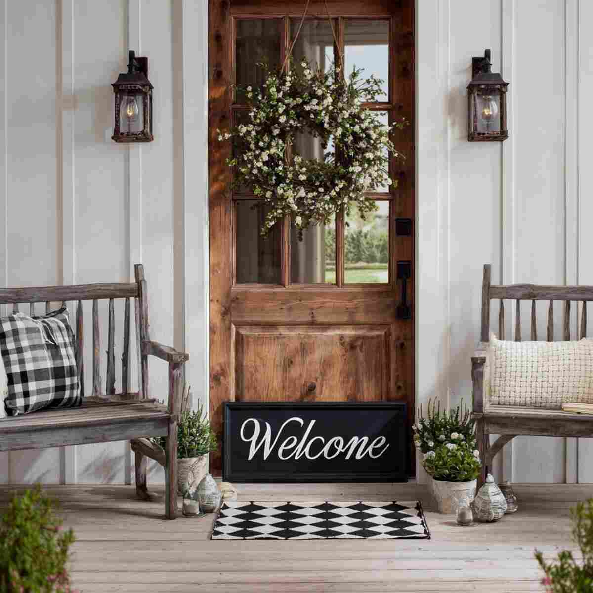 Wreath-Incorporated Welcome Sign