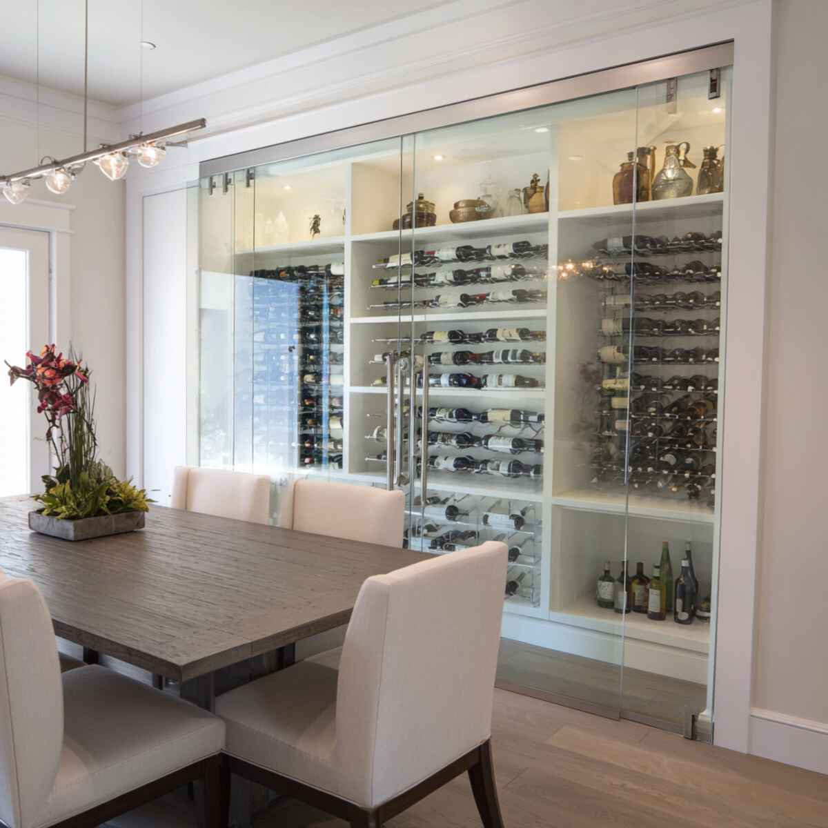 Built-In Wine Rack with Sliding Glass Doors