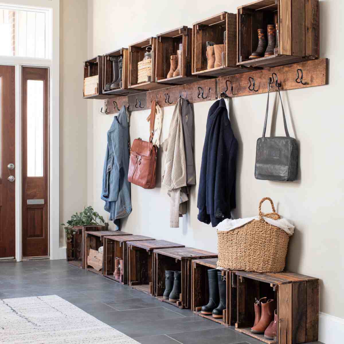 DIY Crate Lockers with Hooks