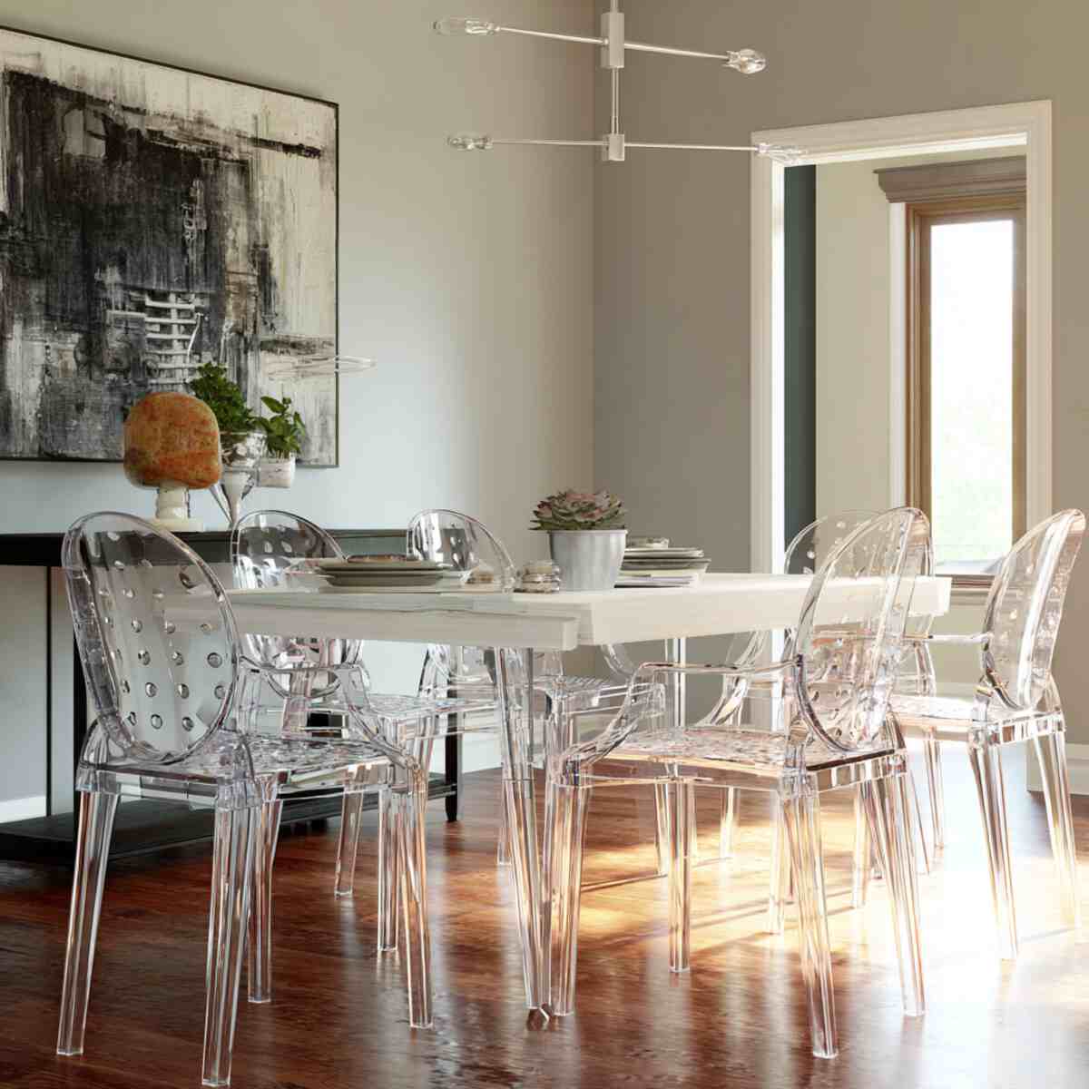 Mixed Transparent Acrylic Chairs with Solids