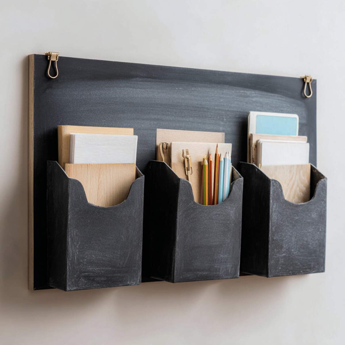 Chalkboard with File Pockets Attached
