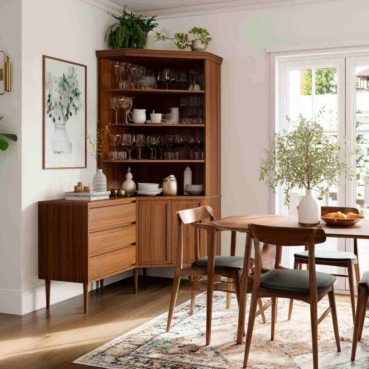 Mid-Century Modern Corner Hutch
