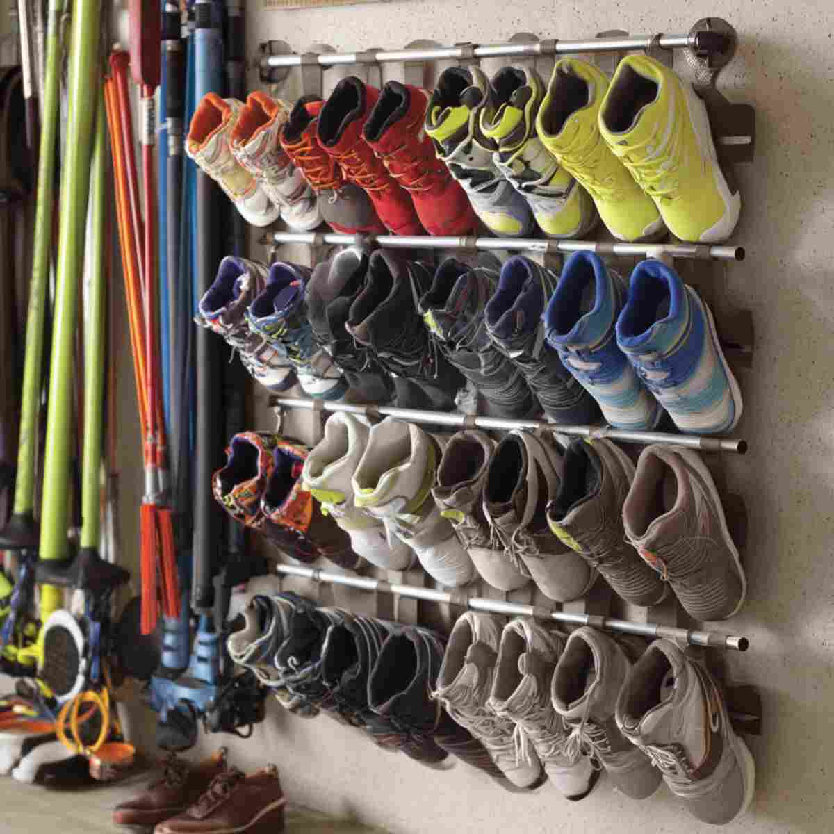 Tension Rod Shoe Organizer