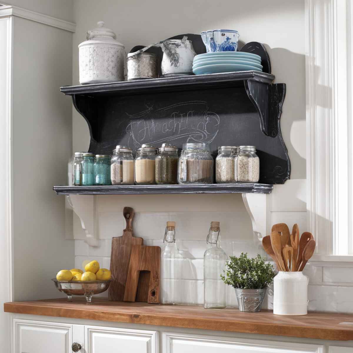 Chalkboard-Backed Shelf