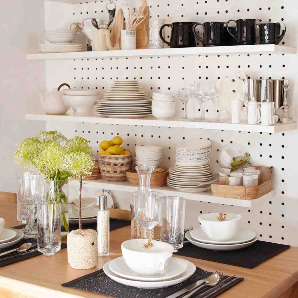 Pegboard Wall for Tableware