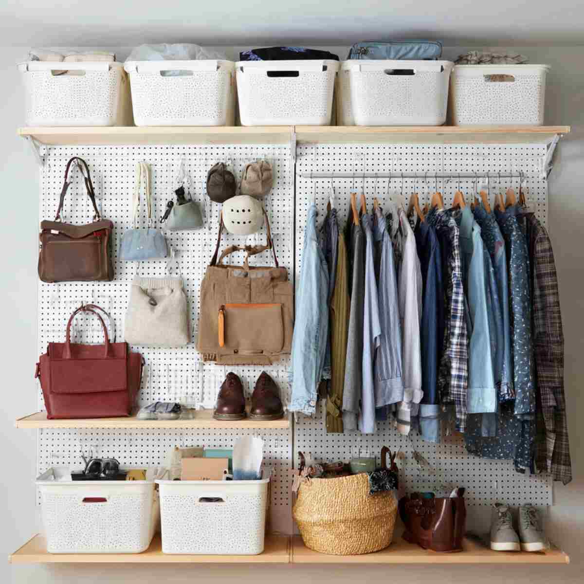 Pegboard with Hanging Bins