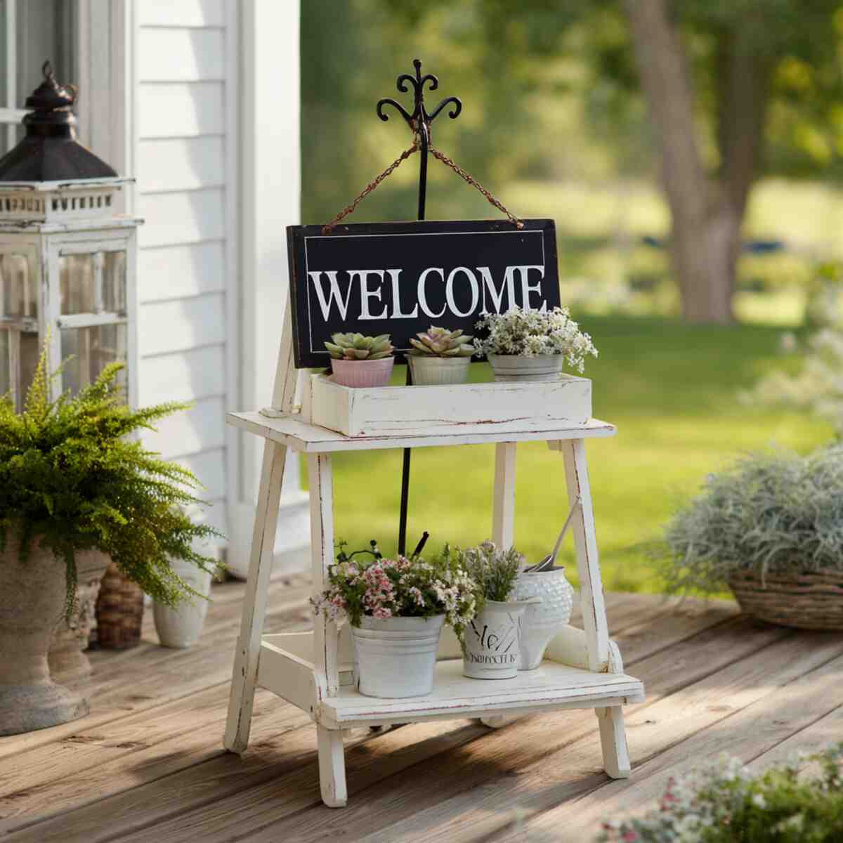 Tiered Stand with Mini Welcome Sign