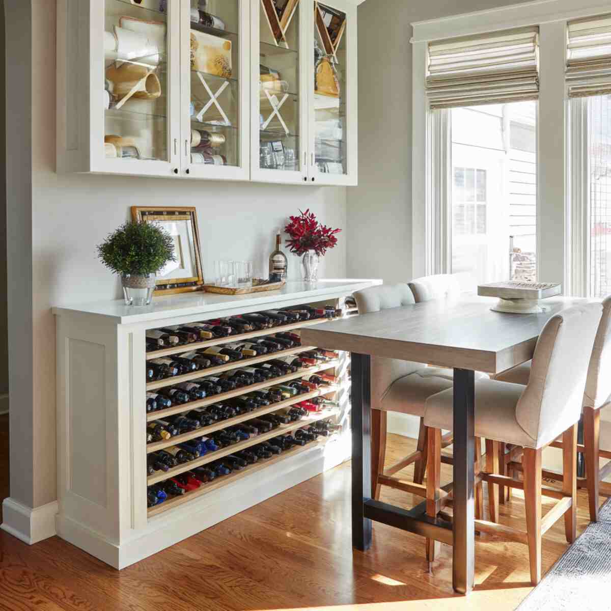 Built-In Wine Rack Under a Dining Room Console Table