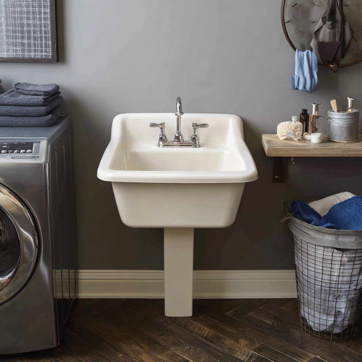 Pedestal-Style Deep Laundry Basin