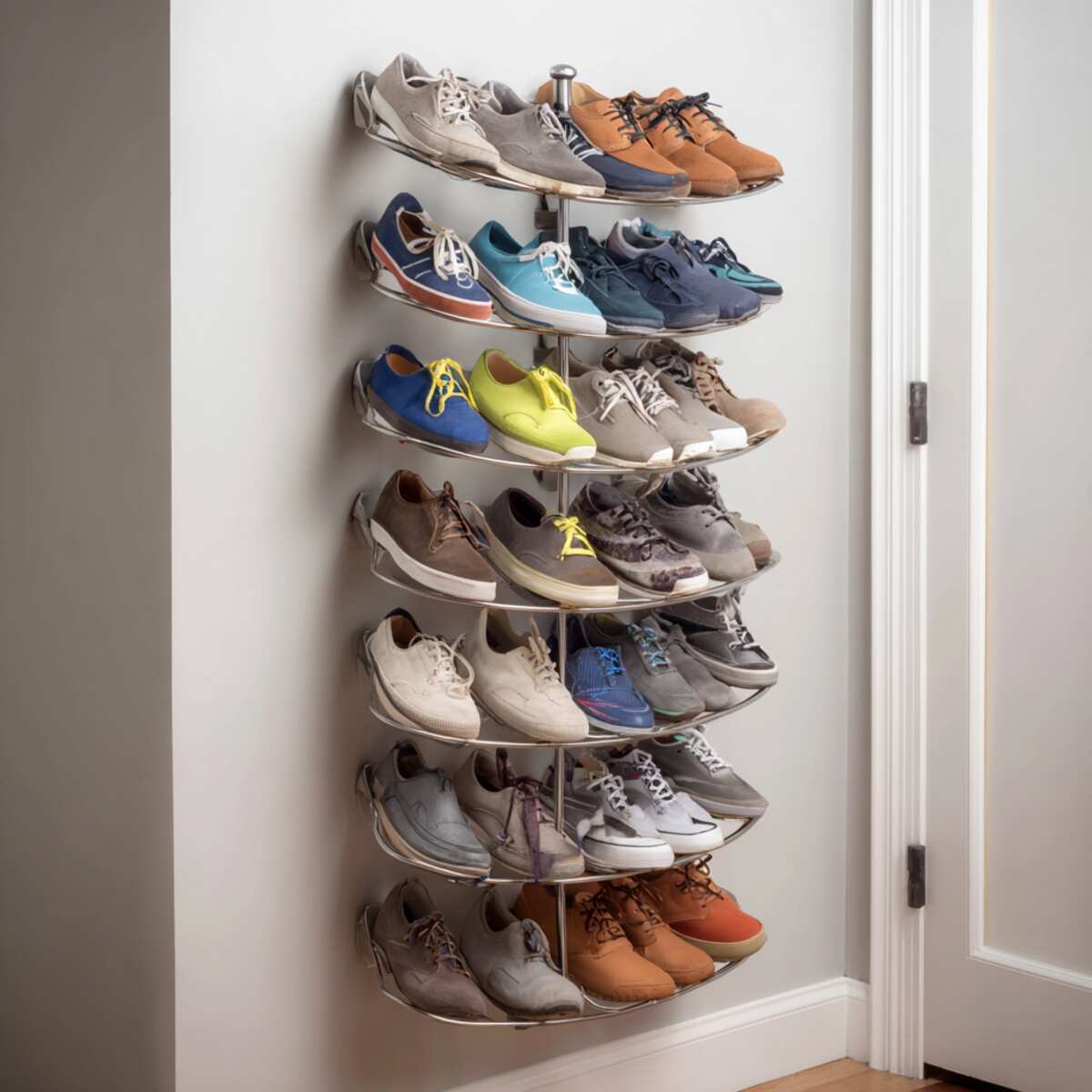 Rotating Wall-Mounted Shoe Carousel
