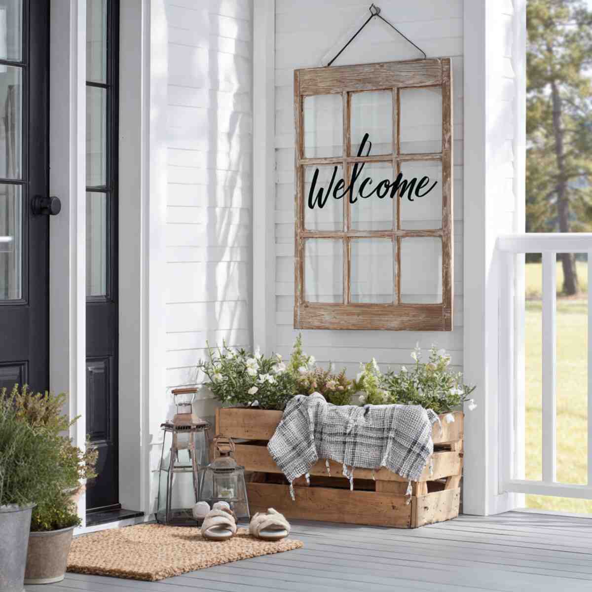 Vintage Window Pane Welcome