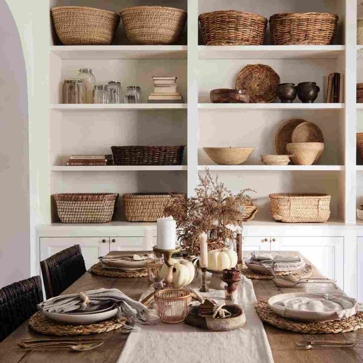 Woven Baskets on Open Shelves