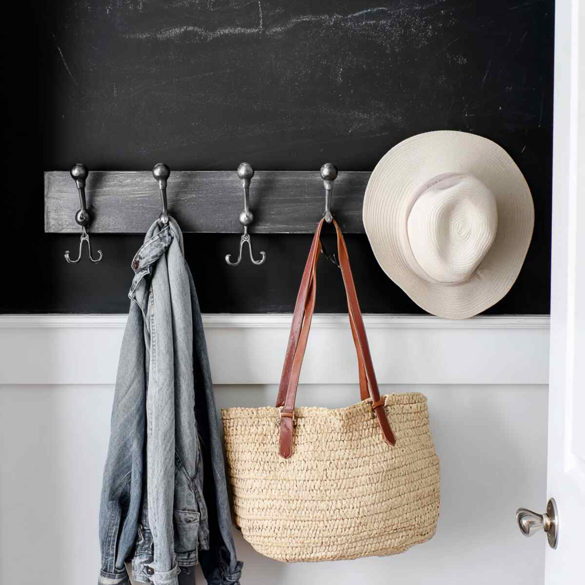 Chalkboard Wall with Coat Rack