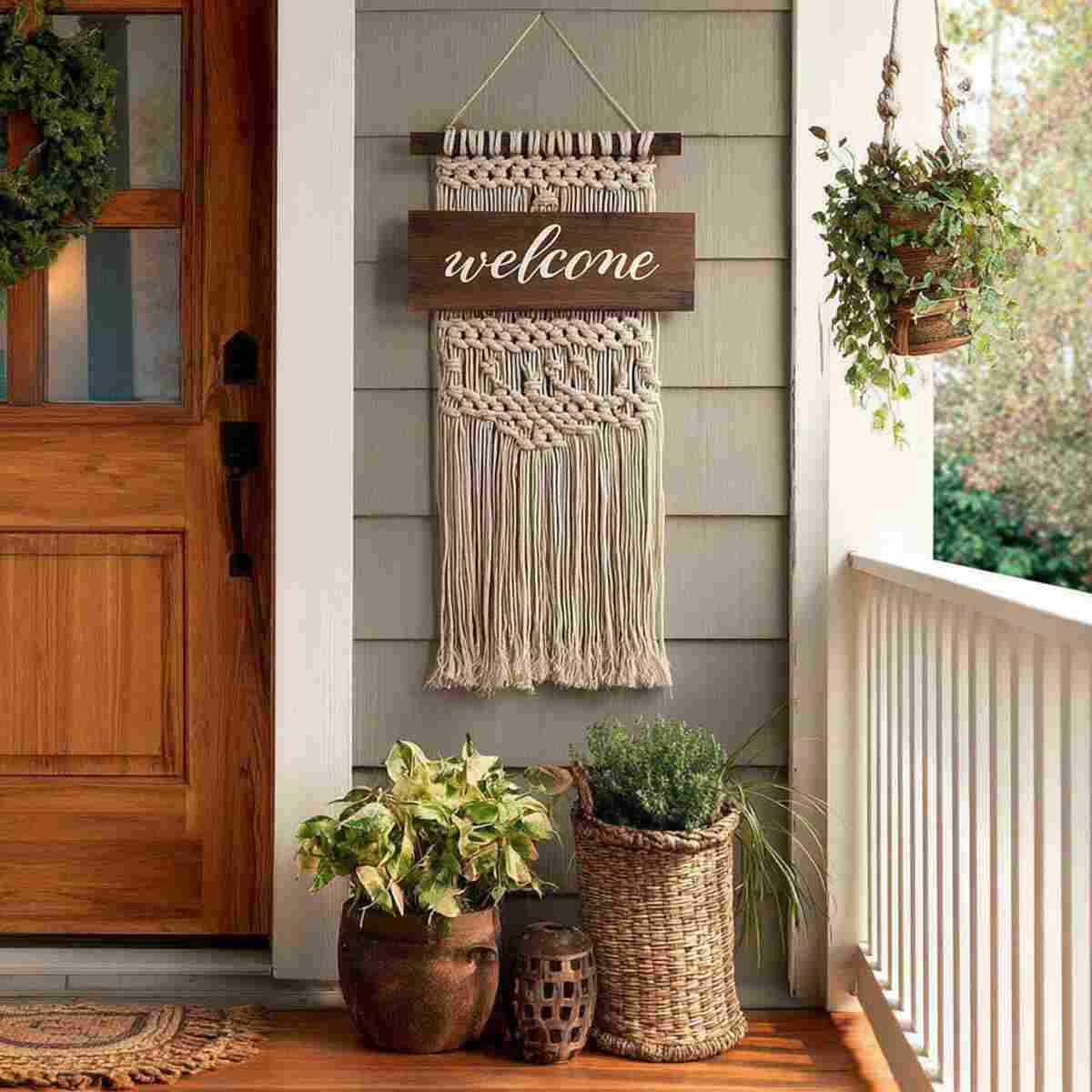 Boho Macrame and Wood Sign Combo