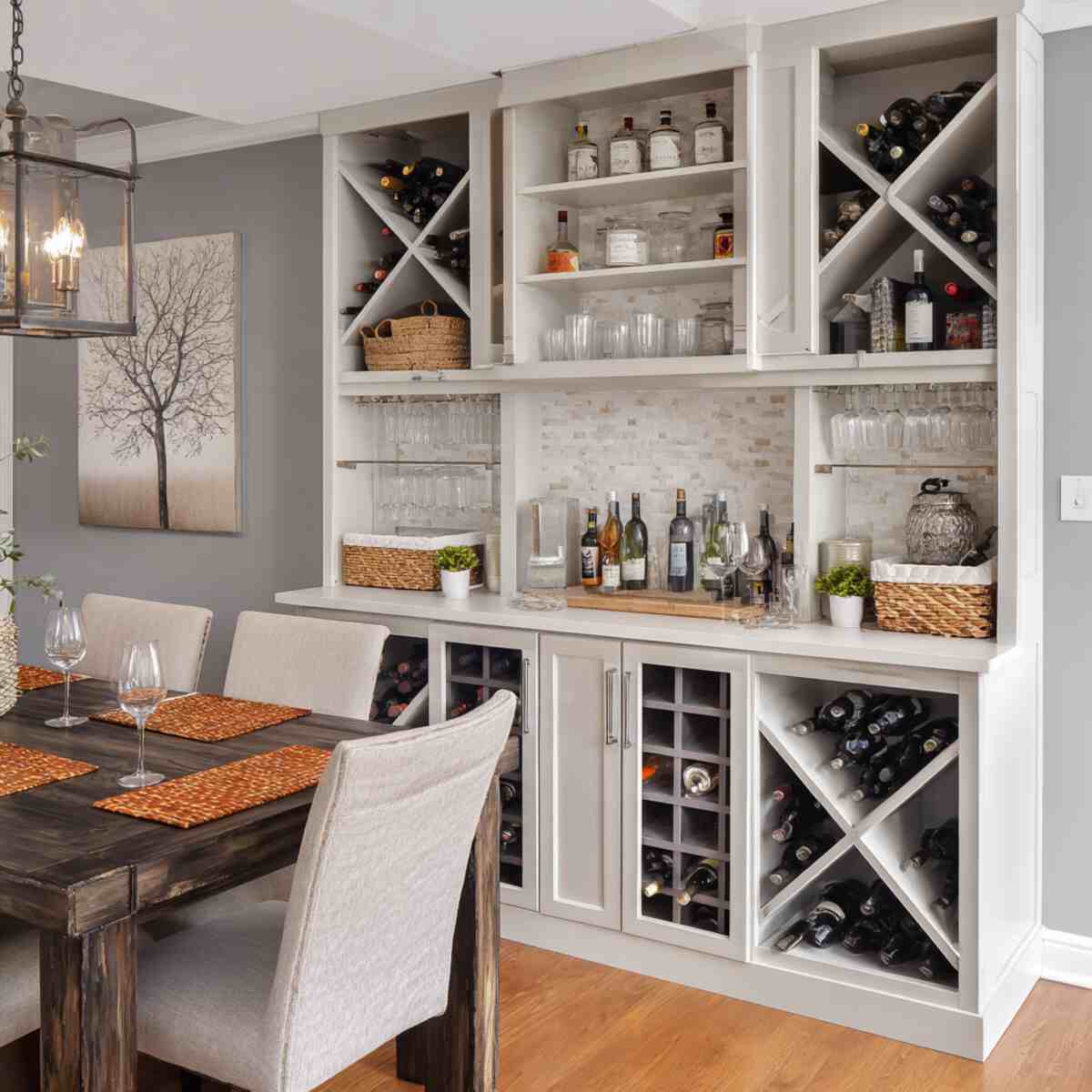 Built-In Wine Rack with Mixed Storage (Bottle and Glass Holders)