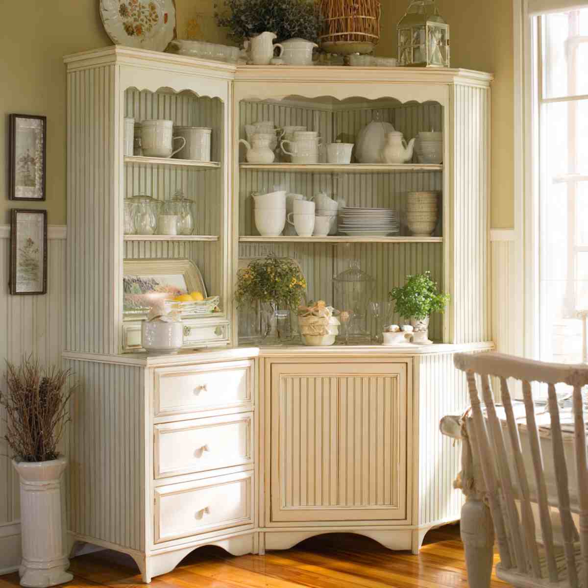 Cottage Style Beadboard Hutch