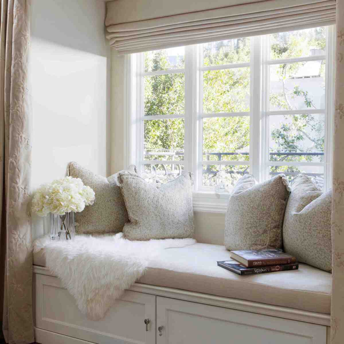 Upholstered Window Seat with Cushions