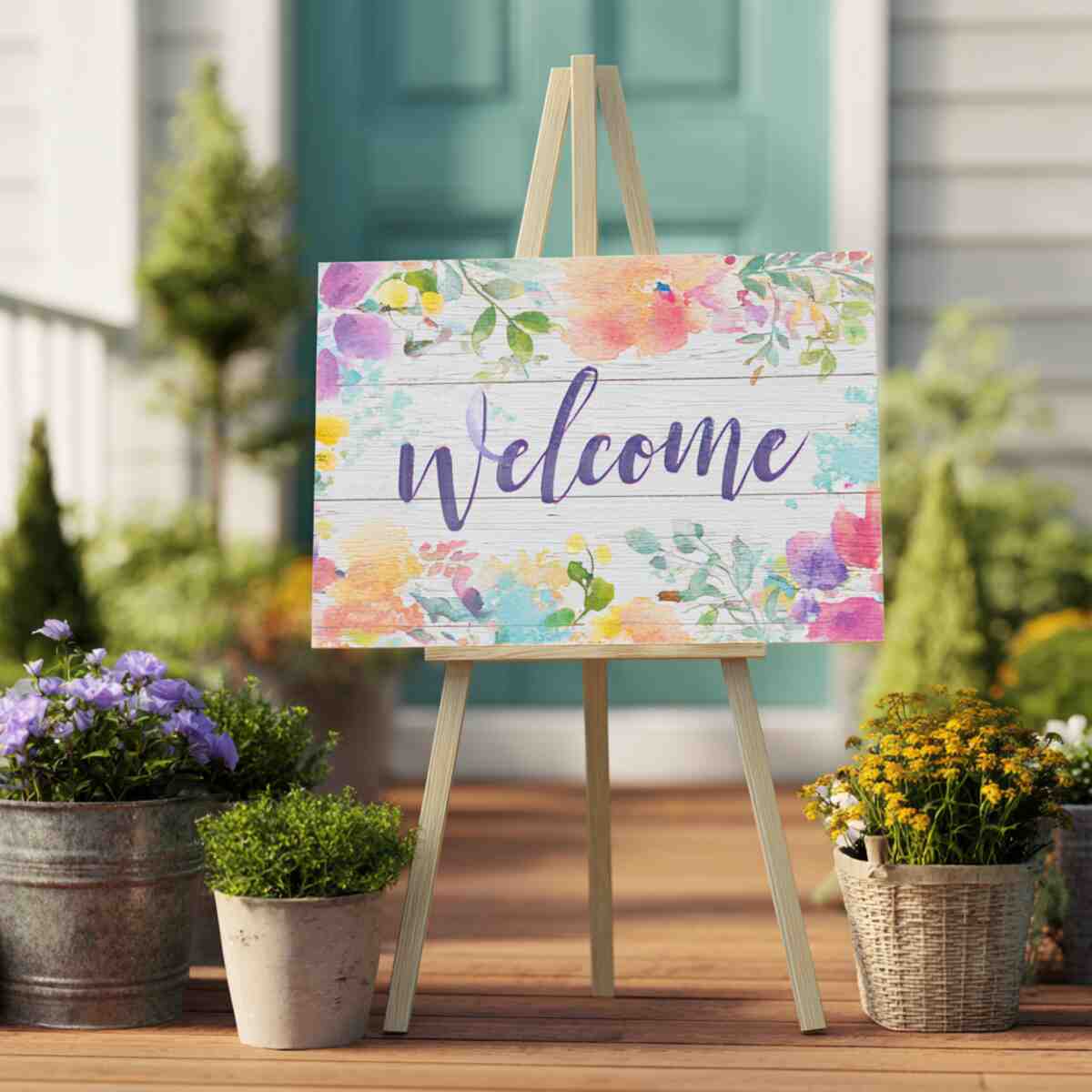 Painted Watercolor Style Welcome Sign