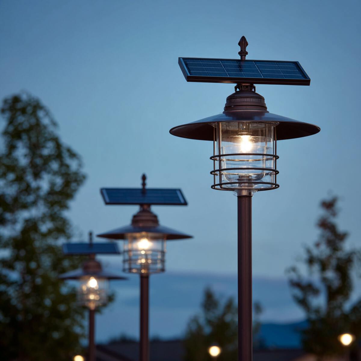 Solar Light-Topped Poles