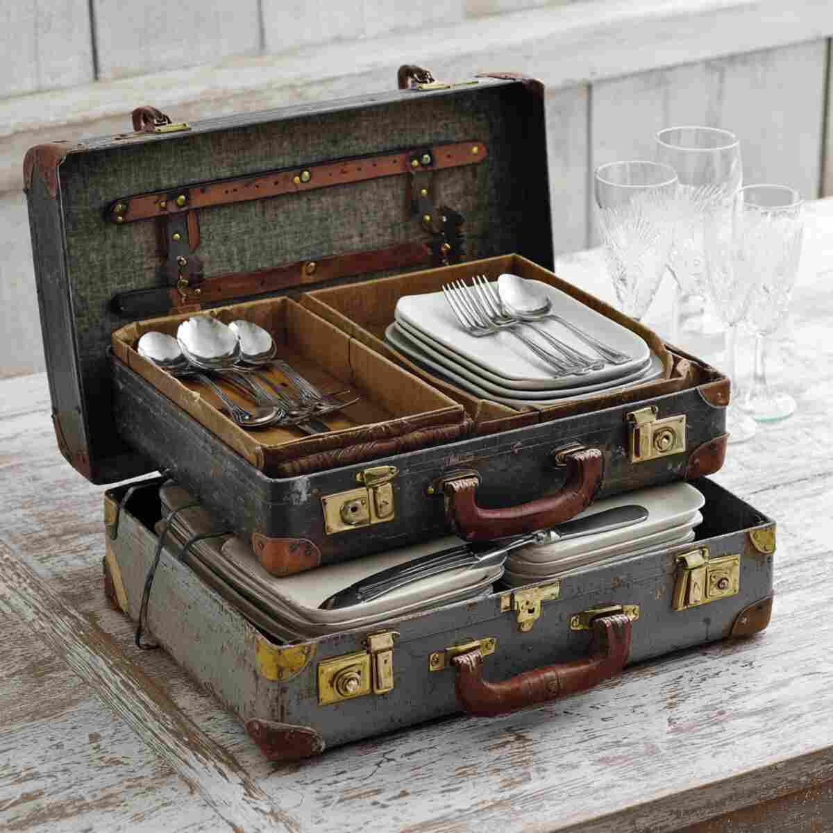 Vintage Suitcases Repurposed as Storage