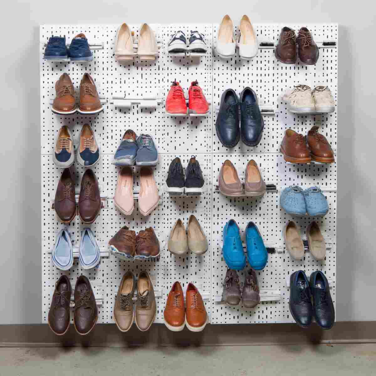 Pegboard with Adjustable Shoe Holders