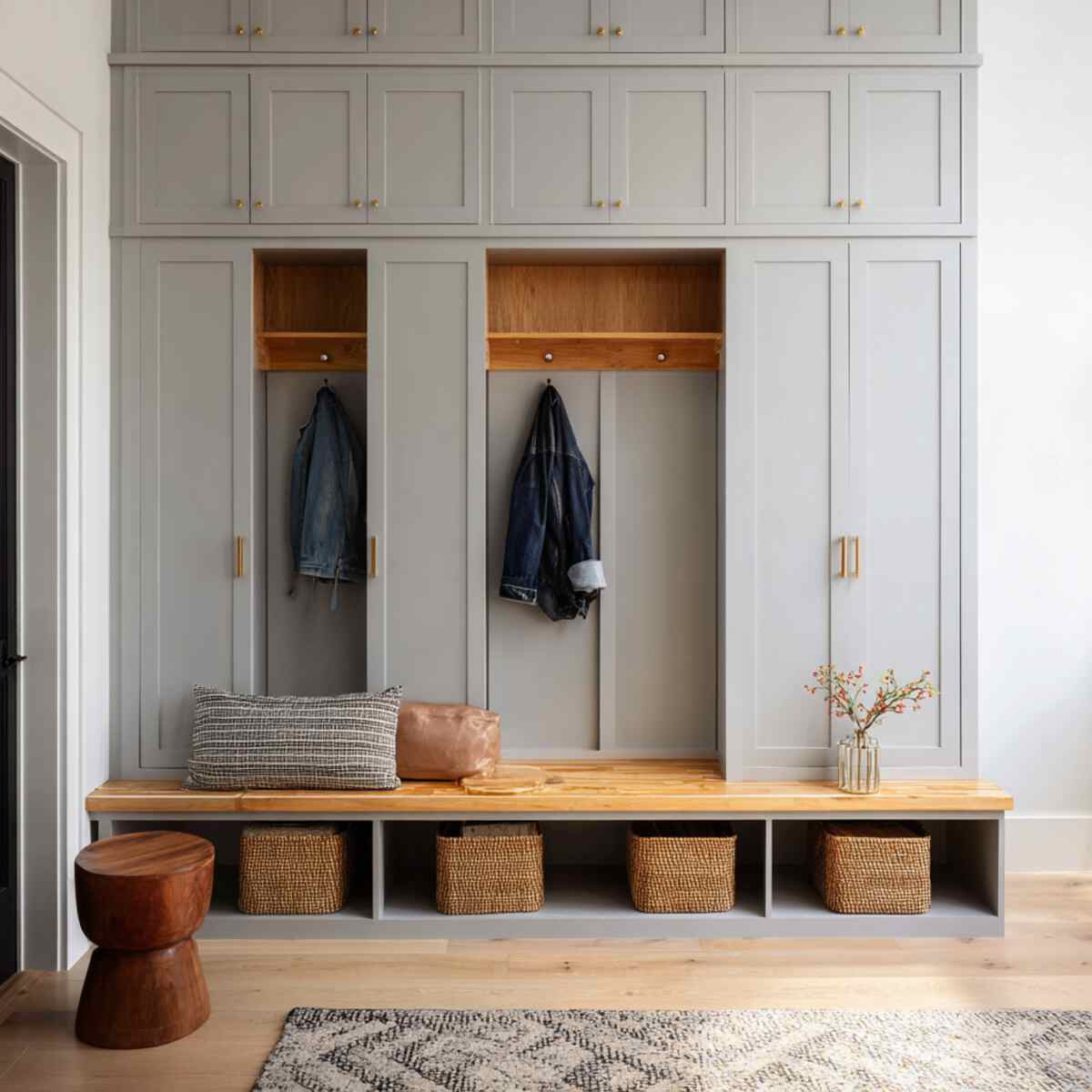 Bench-Style Lockers with Hidden Storage