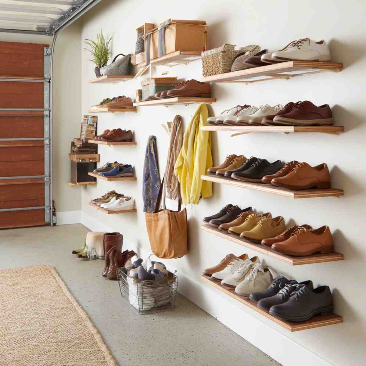 Floating Wooden Shoe Shelves