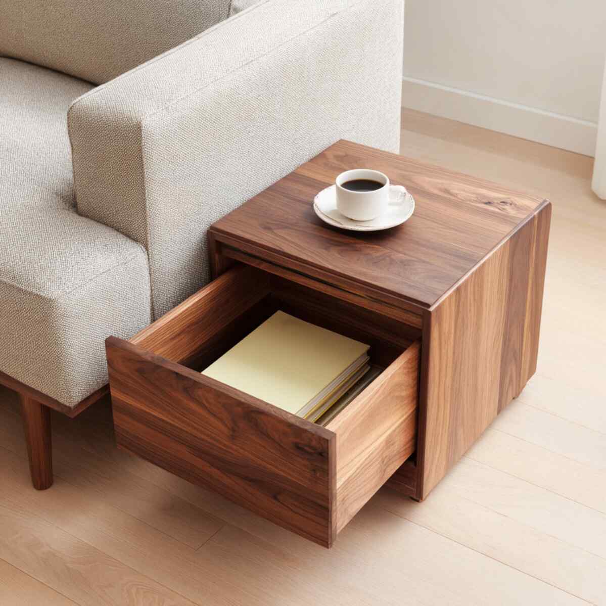 Hidden Drawer Side Table