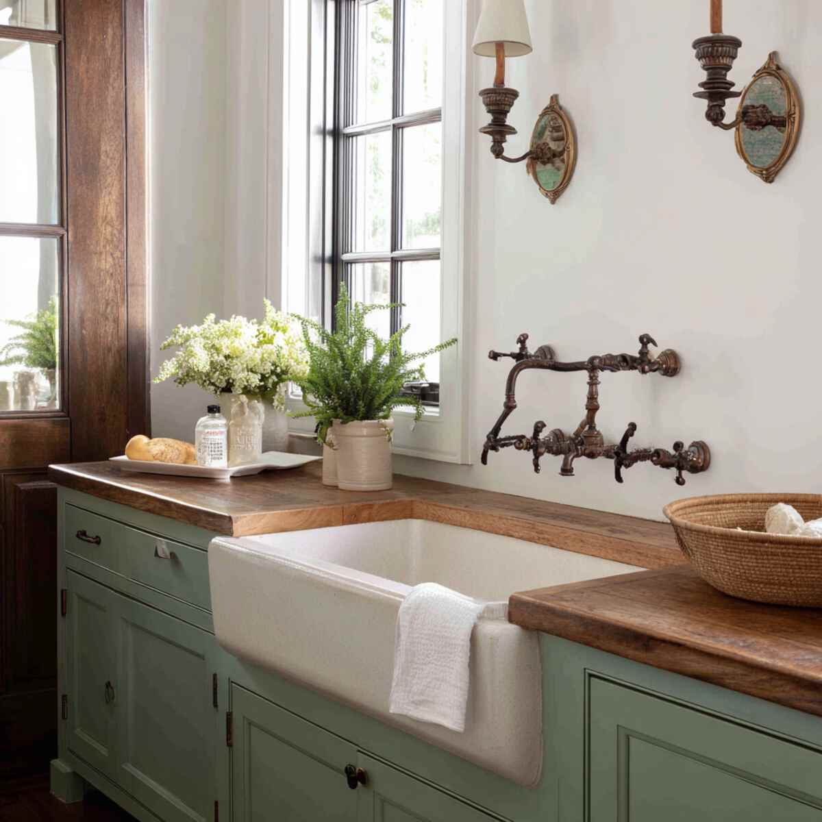 Vintage-Inspired Sink with Cross-Handle Faucets