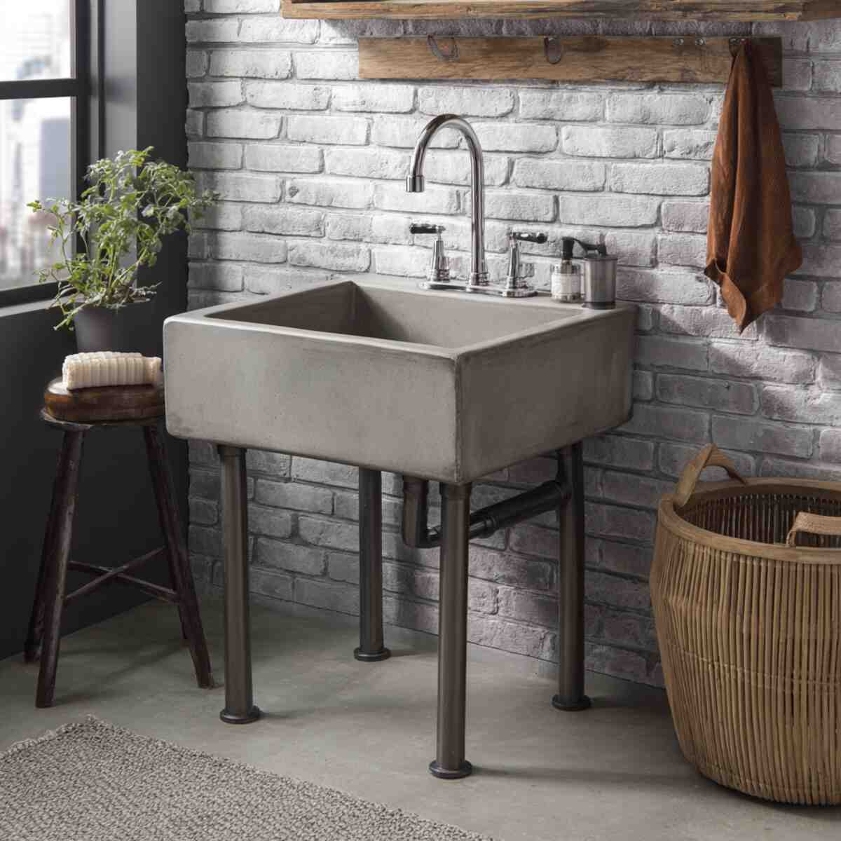 Concrete Utility Sink with Industrial Legs