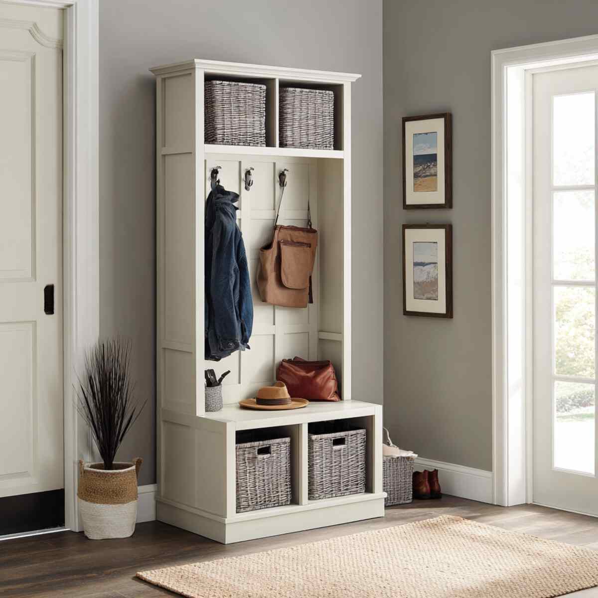Hall Tree Locker with Shoe Cubbies