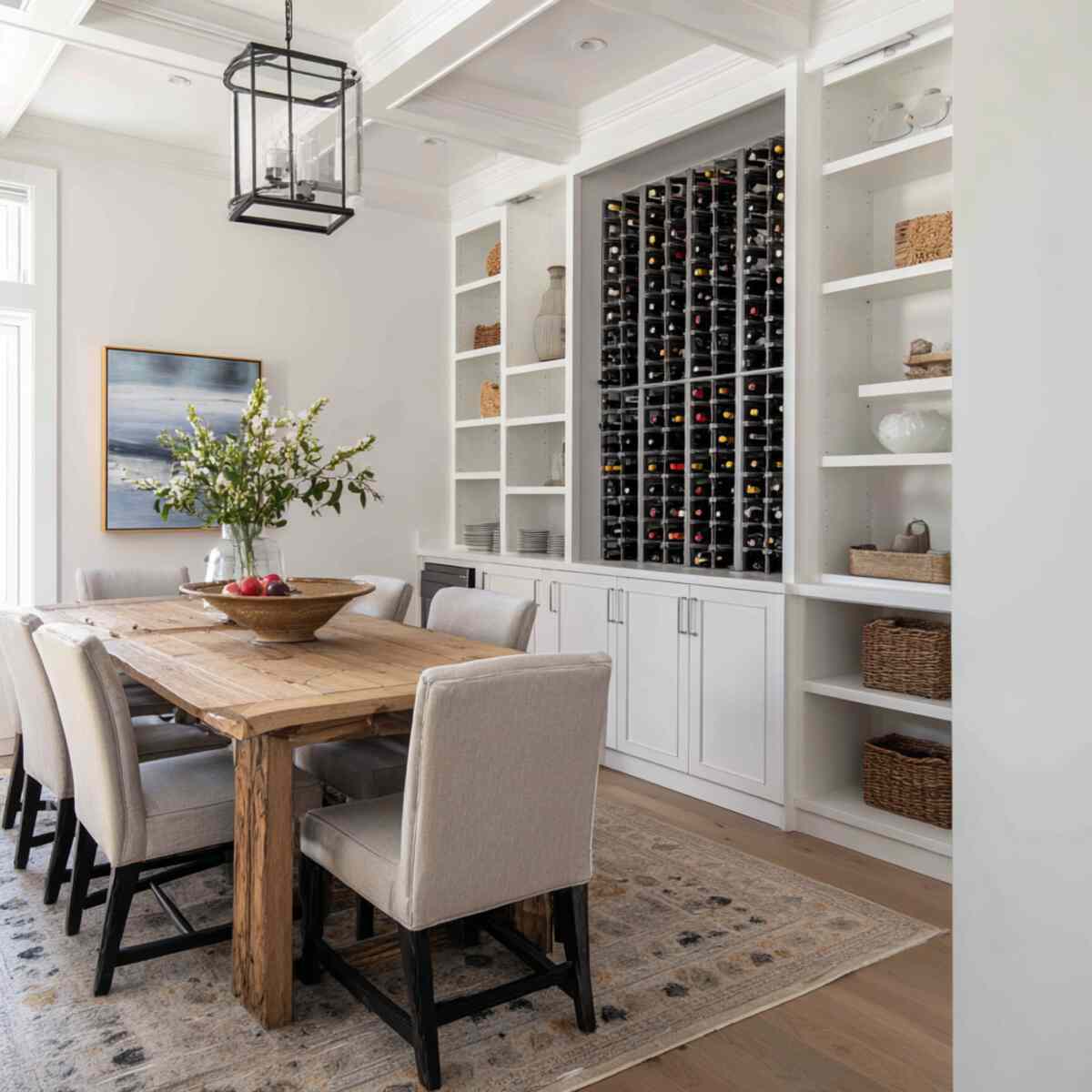 Built-In Wine Rack Combined with Open Shelving