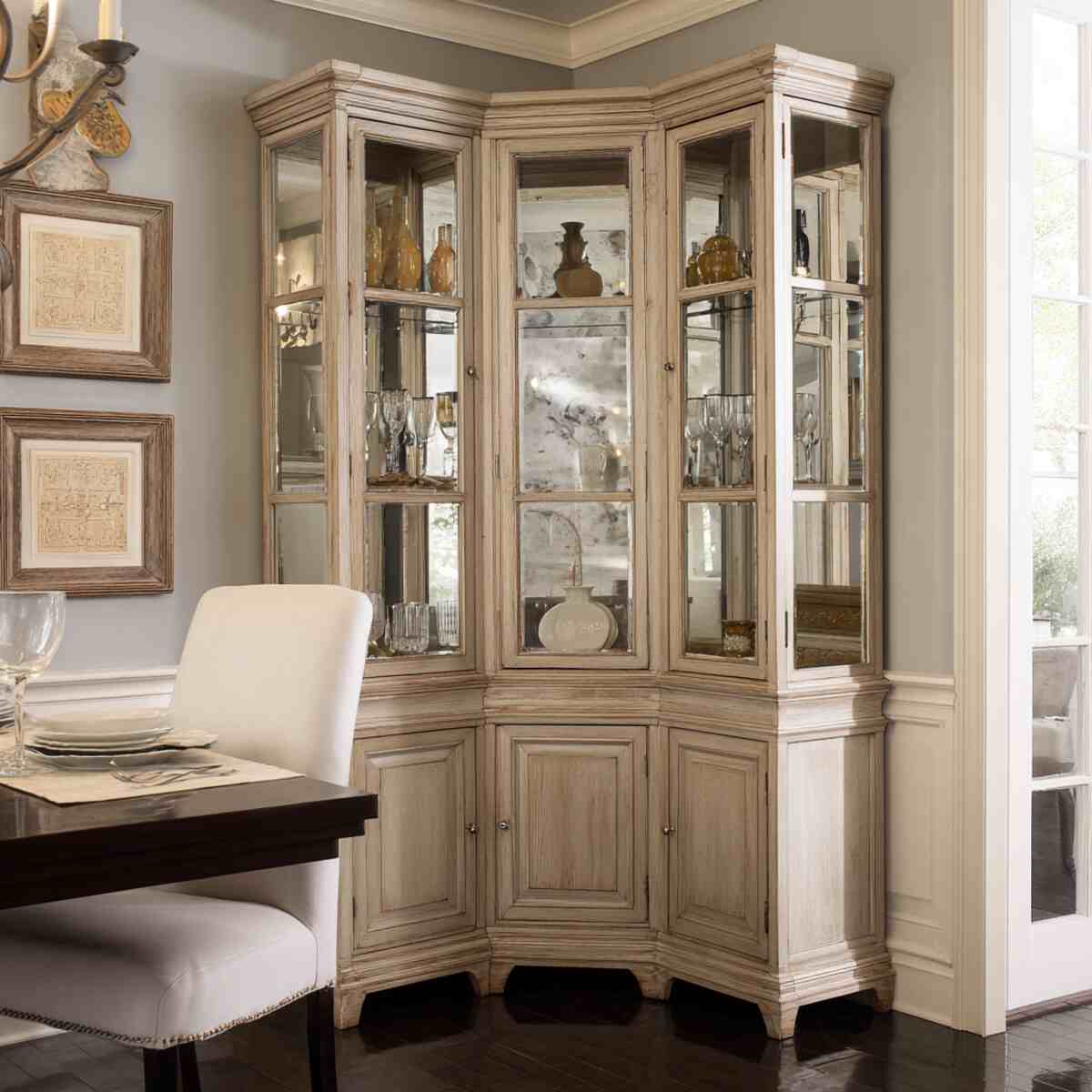 Mirrored Back Corner Hutch